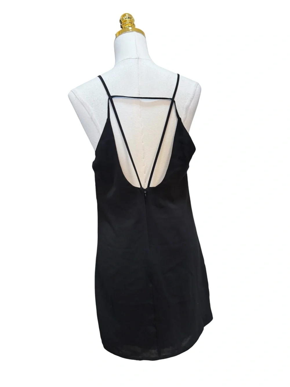 Forever 21 Contemporary Sequin Mini Dress Black Blue Gold Geometric Open Back L
